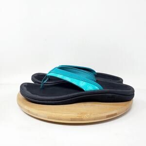 Olukai Ohana Sandals Womens 5 Teal Blue Flip Flop Thong Pool Beach Shoes